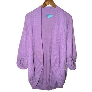 Christiane Celle Calypso Cashmere S Purple Open Cardigan Pointelle Knit Wrap Y2K